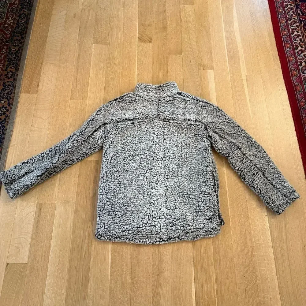 Thread & Supply Gray Plush Zip Up Sweater